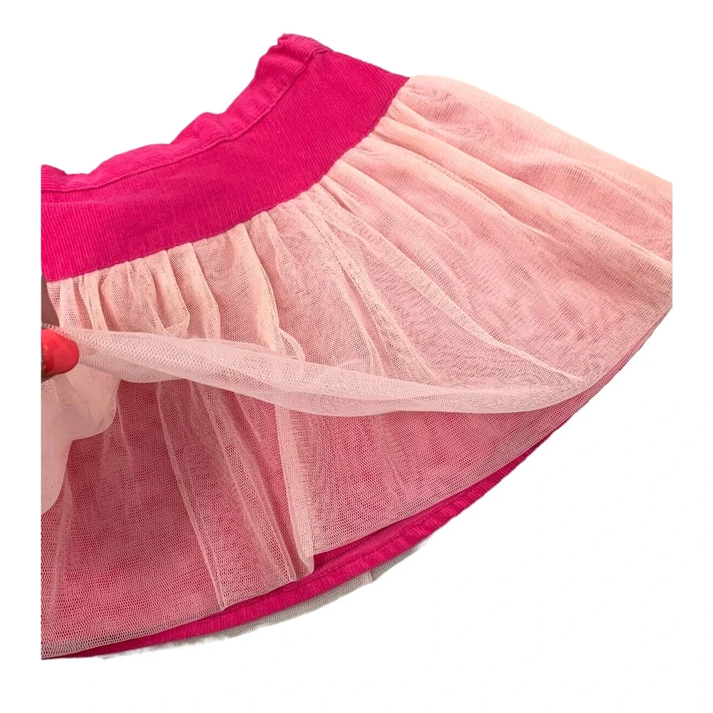 Carbon Bonbon Corduroy Skirt Girls 2T Pink Full Skirt White Tulle‎